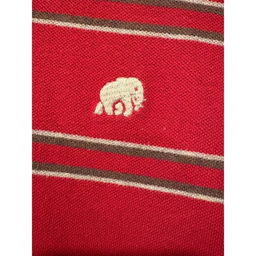 Banana Republic Striped Polo Shirt Long Sleeve Casual Red‎ Elephant Logo M